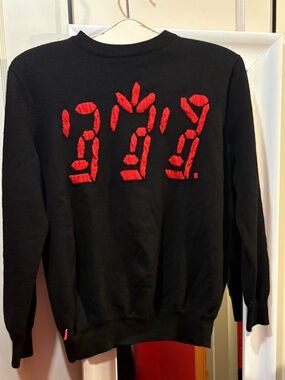 Mischka Brooklyn Black wool streetwear sweater with Red Embroidered Graphic